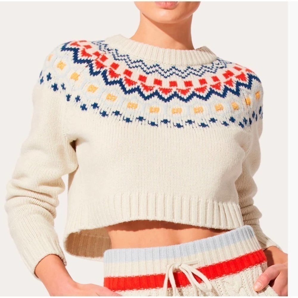 Solid & Striped The Carly Pullover Fairisle Sweater In Eggshell Multi sz XS
